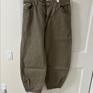 Tibi Women's Ankle & Cropped Jeans Army Green Size 28